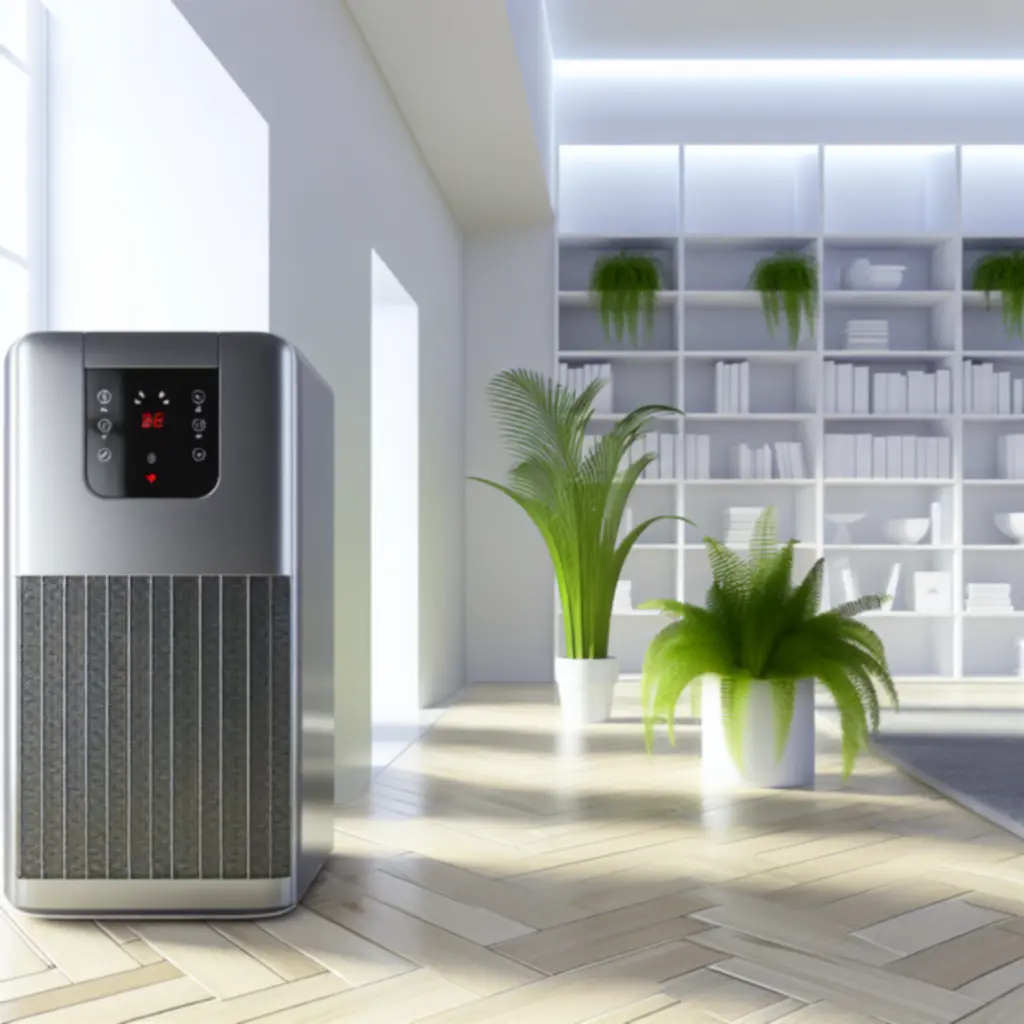 Inteligentny oczyszczacz powietrza w salonie sterowany aplikacją