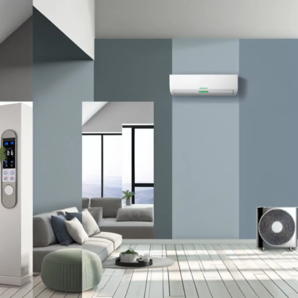 Nowoczesne urządzenia klimatyczne w eleganckim, jasnym wnętrzu domu