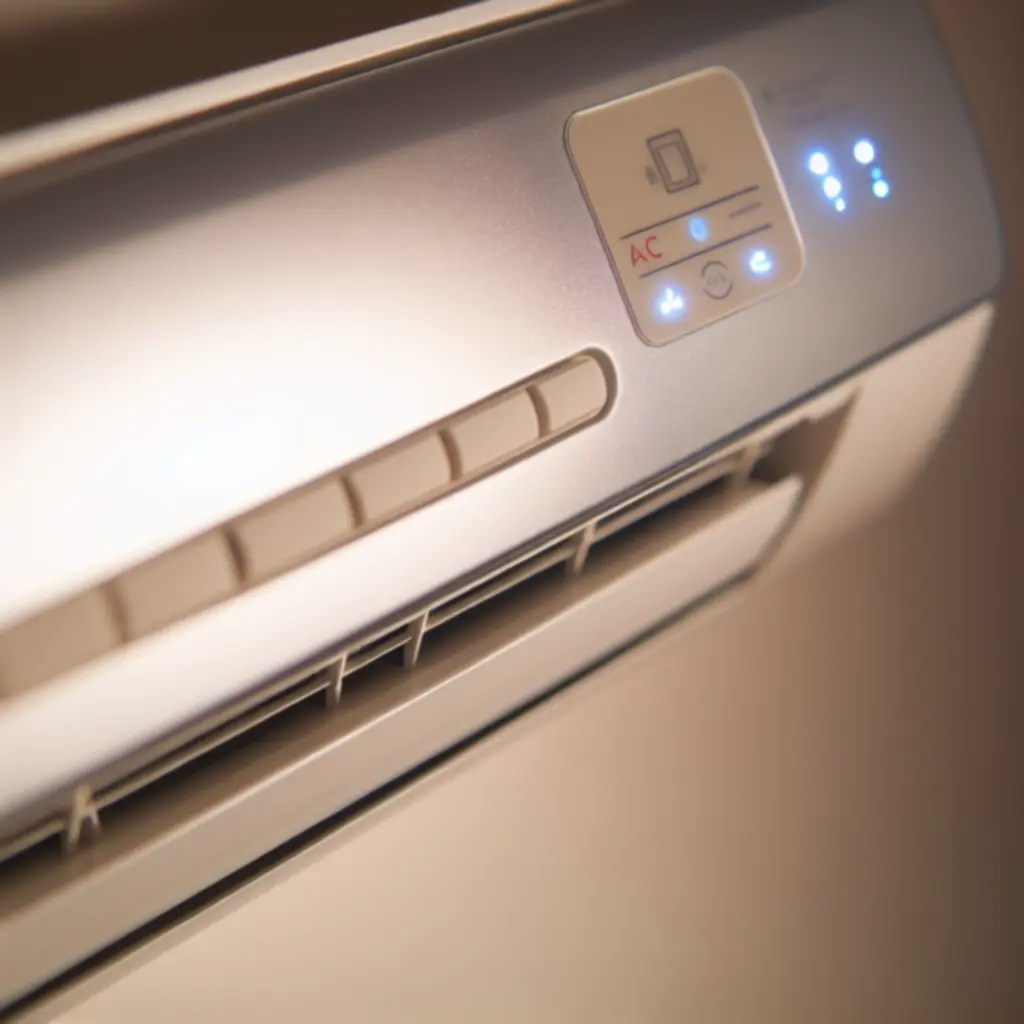 Zbliżenie panelu sterowania HomeAeroClima Smart Comfort Pro 9000 z podświetlanymi ikonami trybów pracy