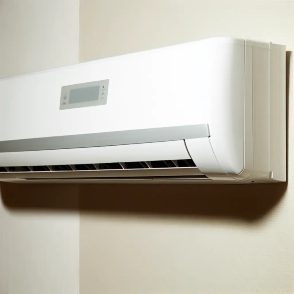 Widok boczny urządzenia HomeAeroClima na ścianie, podkreślający smukły profil i dyskretne wloty powietrza