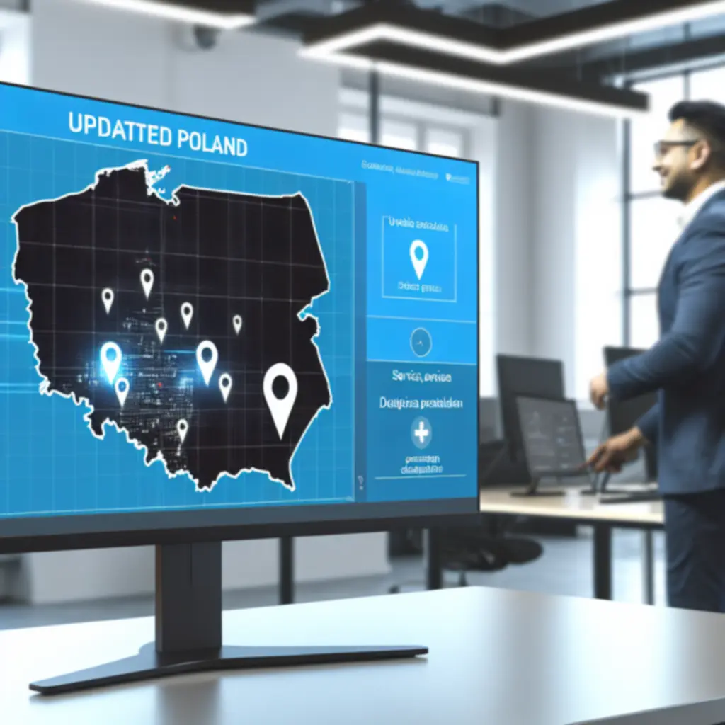 Mapa z zaznaczonymi punktami serwisowymi HomeAeroClima.