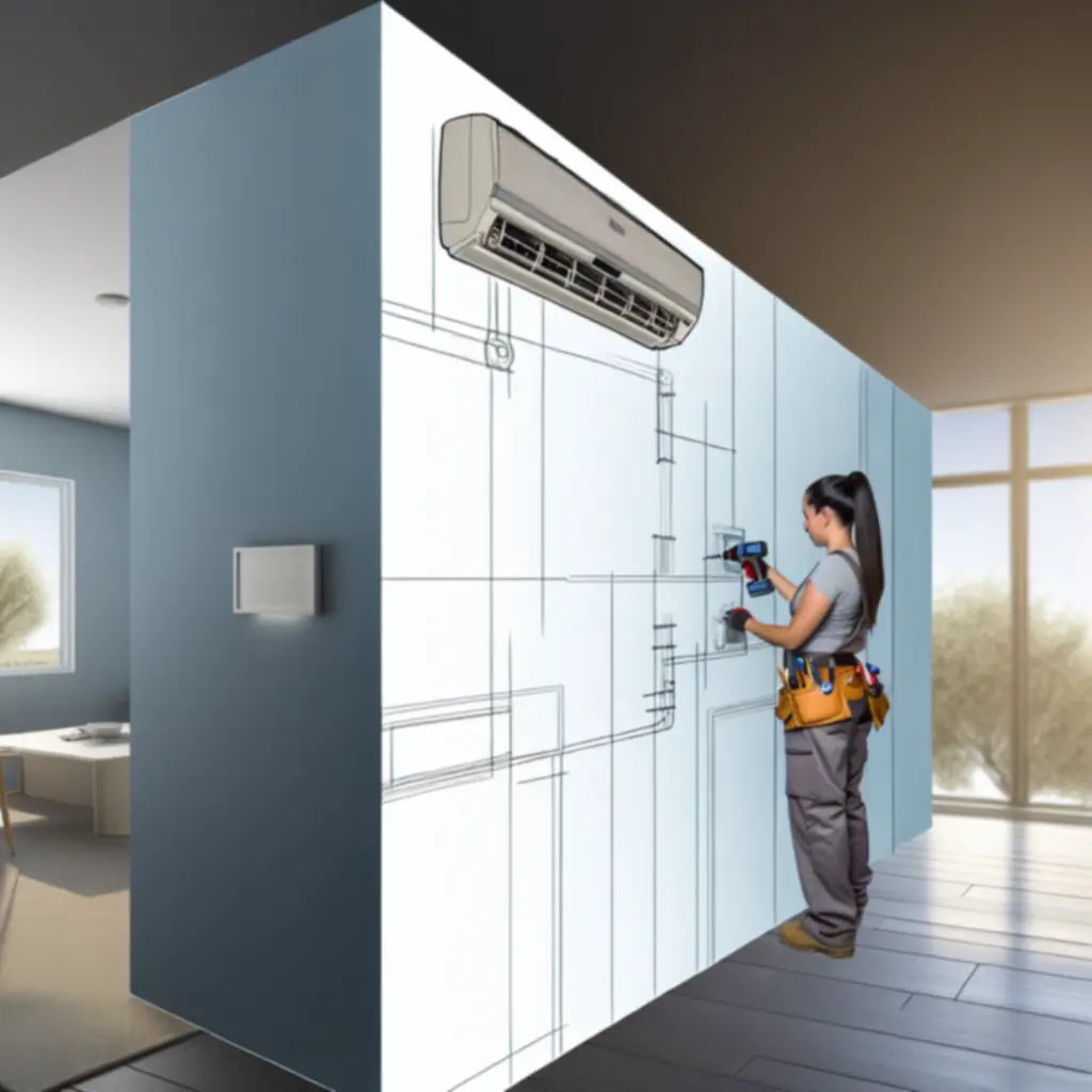 Ilustrowany przewodnik instalacji systemu HomeAeroClima z zaznaczonymi najważniejszymi krokami montażu i konfiguracji